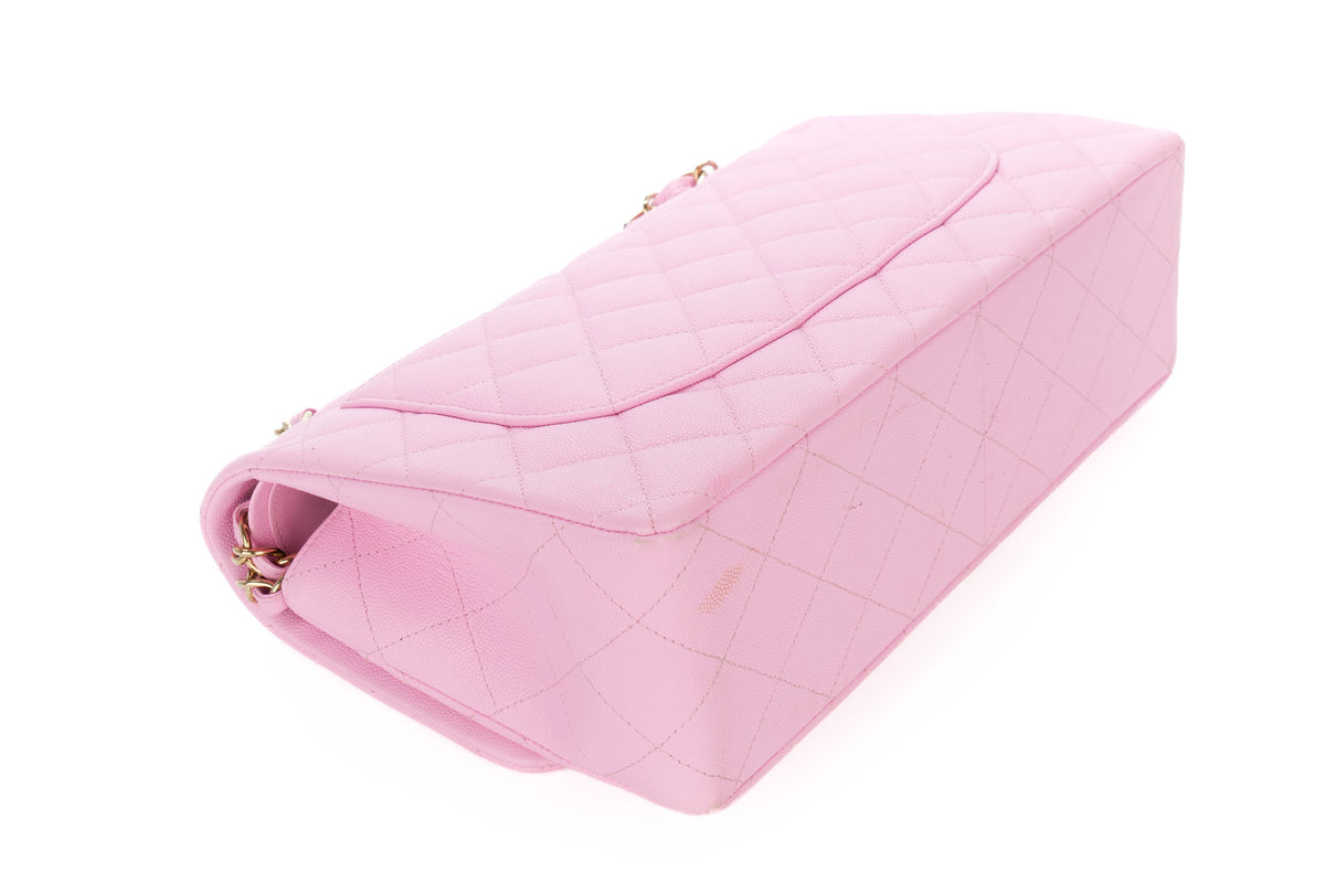 Chanel Jumbo Double Classic Flap Bubblegum Pink Caviar Gold Hardware - view 14