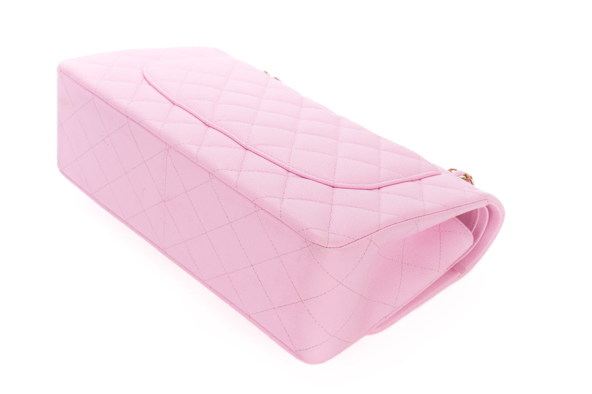 Chanel Jumbo Double Classic Flap Bubblegum Pink Caviar Gold Hardware - view 15