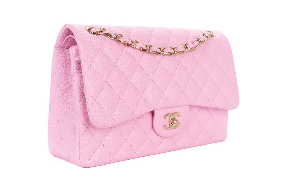 Chanel Jumbo Double Classic Flap Bubblegum Pink Caviar Gold Hardware - view 2