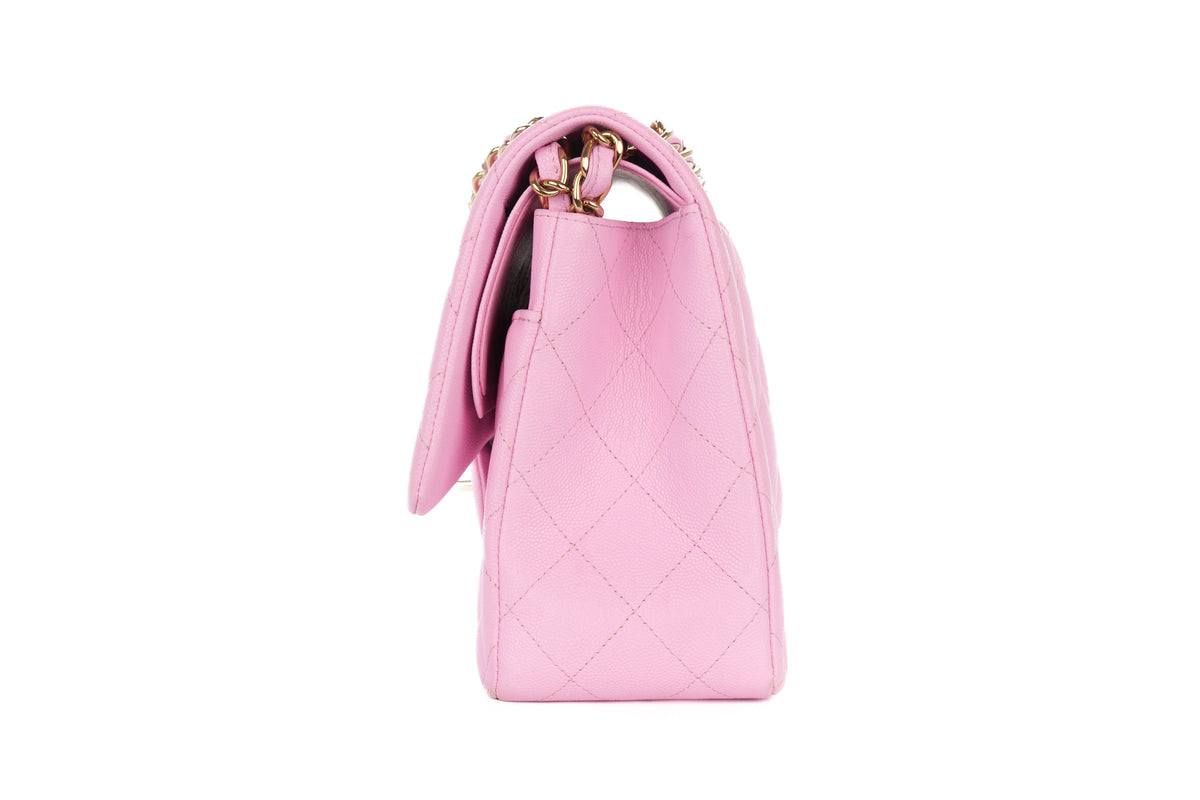 Chanel Jumbo Double Classic Flap Bubblegum Pink Caviar Gold Hardware - view 4