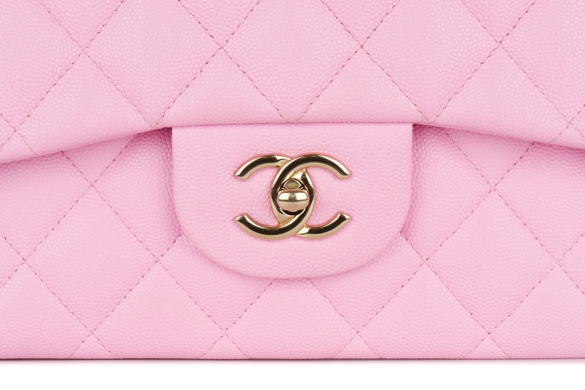 Chanel Jumbo Double Classic Flap Bubblegum Pink Caviar Gold Hardware - view 7