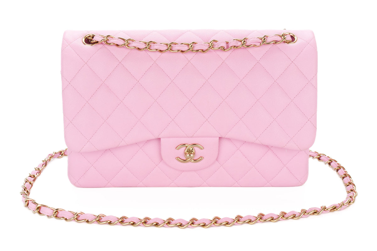 Chanel Jumbo Double Classic Flap Bubblegum Pink Caviar Gold Hardware - view 8