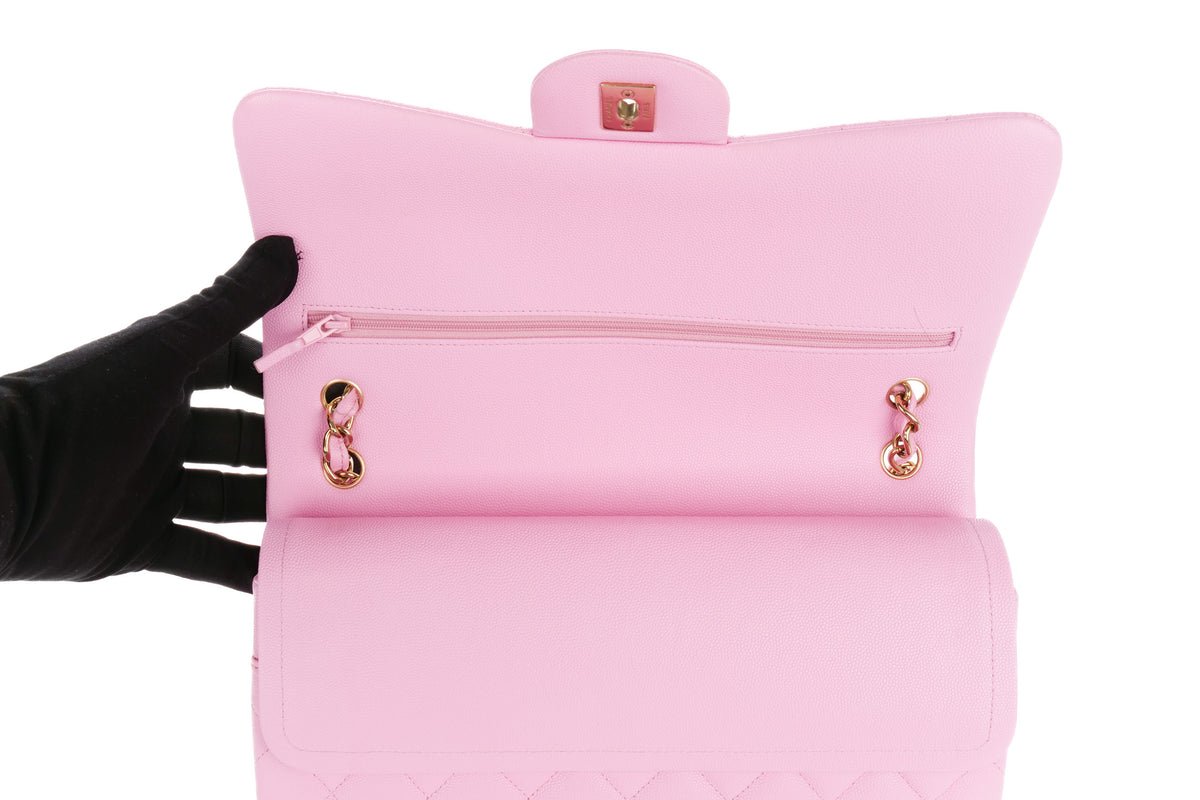 Chanel Jumbo Double Classic Flap Bubblegum Pink Caviar Gold Hardware - view 9
