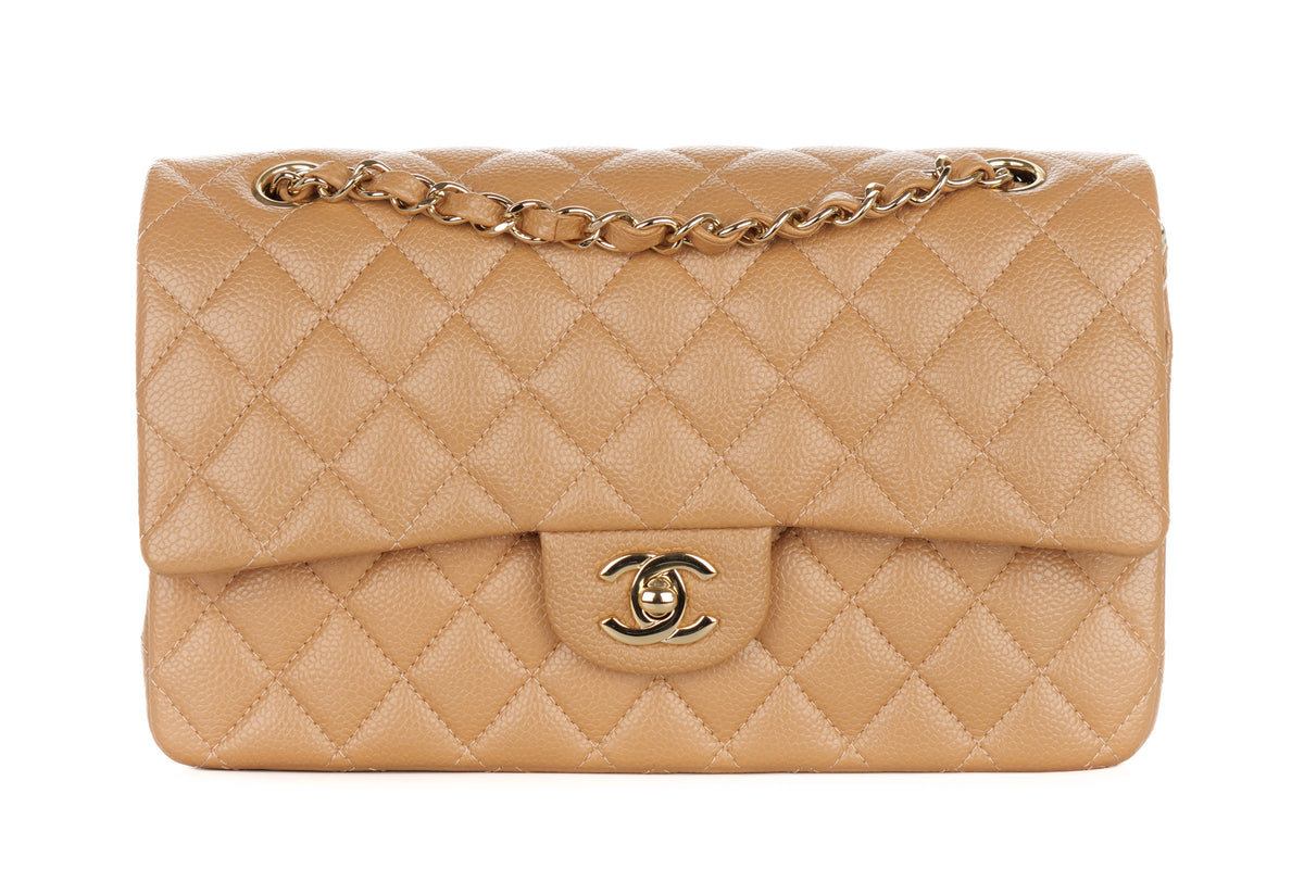 Chanel Medium Double Classic Flap Salmon Caviar Gold Hardware - view 1