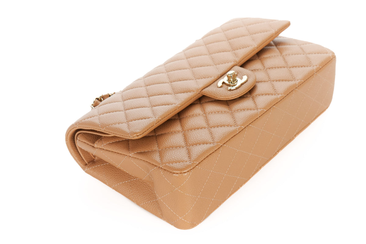 Chanel Medium Double Classic Flap Salmon Caviar Gold Hardware - view 11