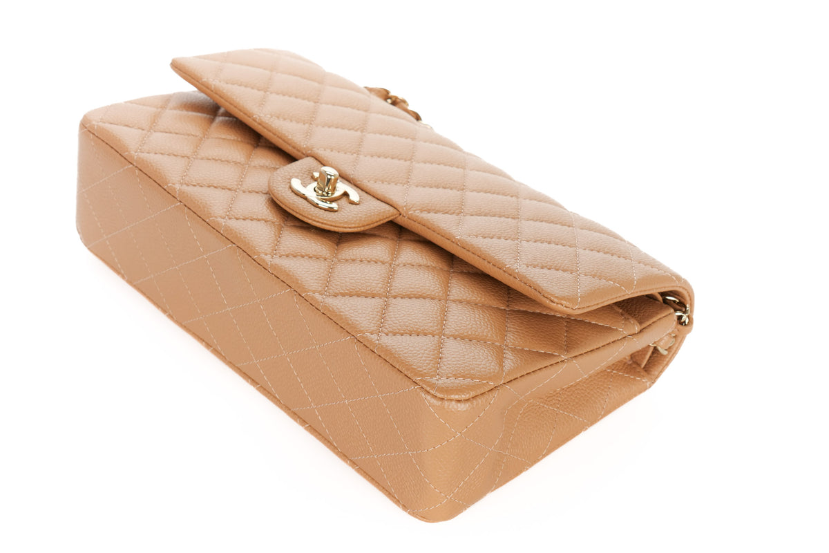 Chanel Medium Double Classic Flap Salmon Caviar Gold Hardware - view 12