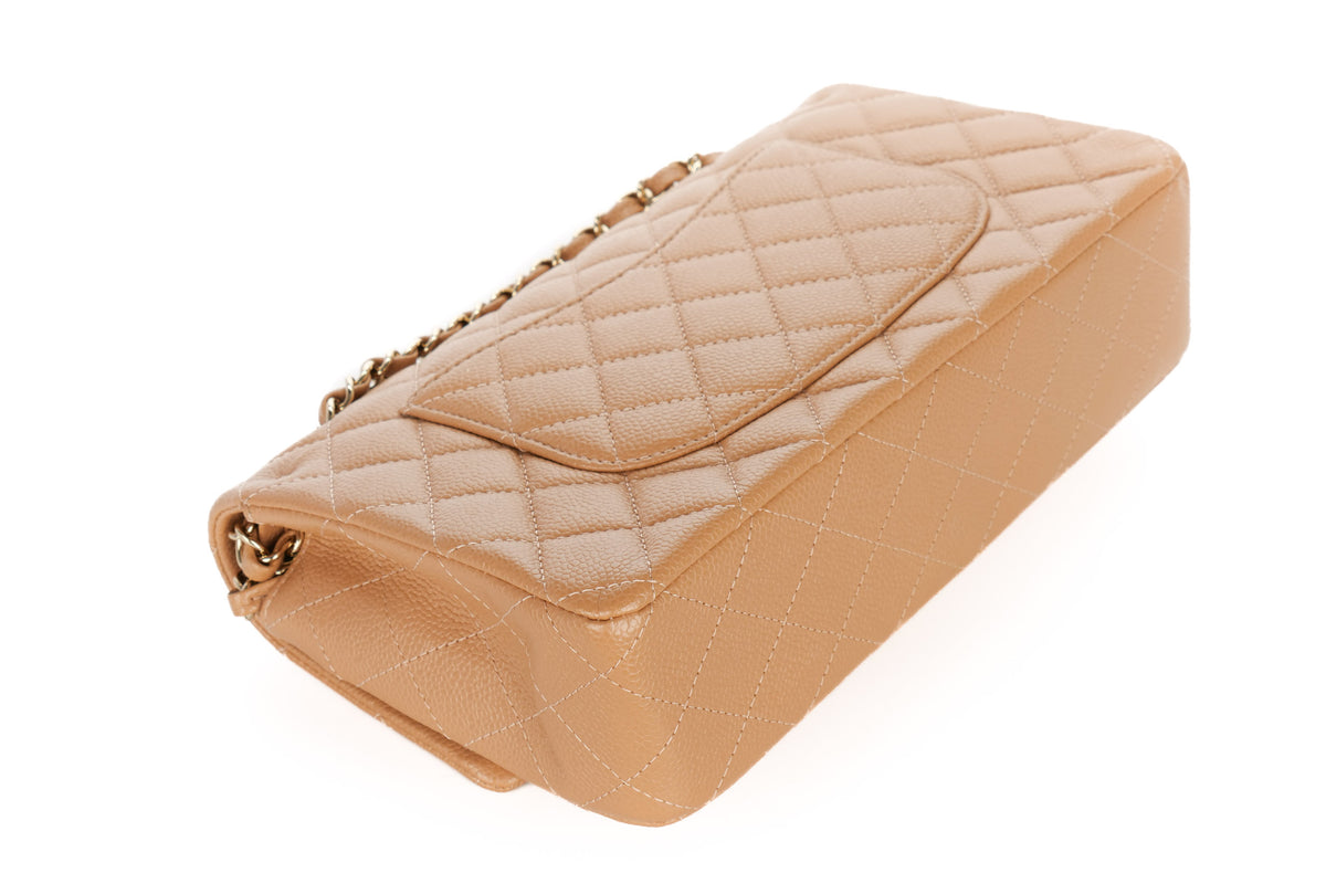 Chanel Medium Double Classic Flap Salmon Caviar Gold Hardware - view 13