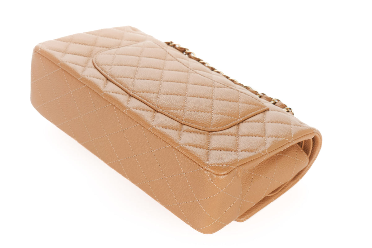 Chanel Medium Double Classic Flap Salmon Caviar Gold Hardware - view 14