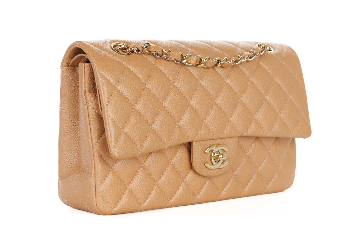 Chanel Medium Double Classic Flap Salmon Caviar Gold Hardware - view 2