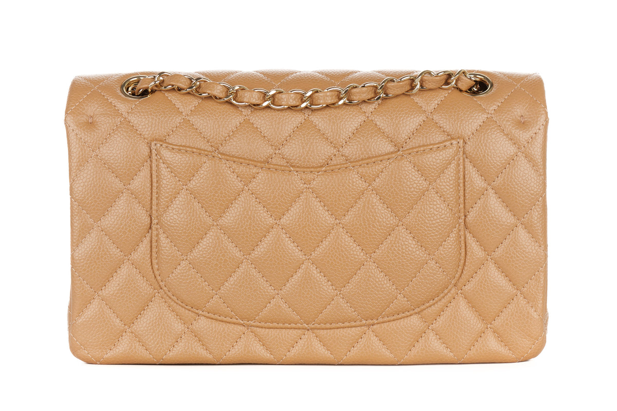 Chanel Medium Double Classic Flap Salmon Caviar Gold Hardware - view 3