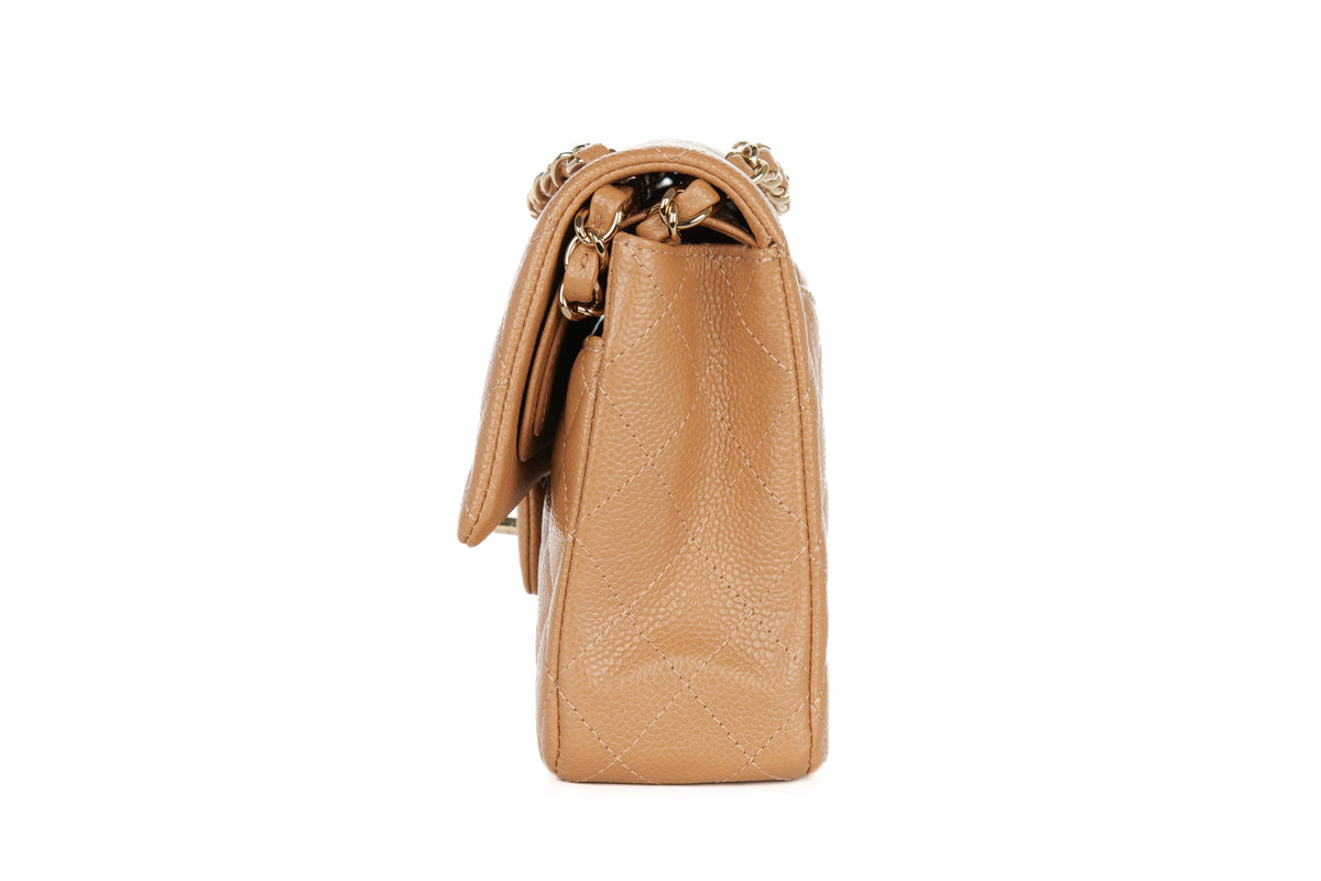 Chanel Medium Double Classic Flap Salmon Caviar Gold Hardware - view 4