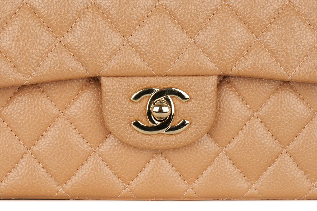 Chanel Medium Double Classic Flap Salmon Caviar Gold Hardware - view 7