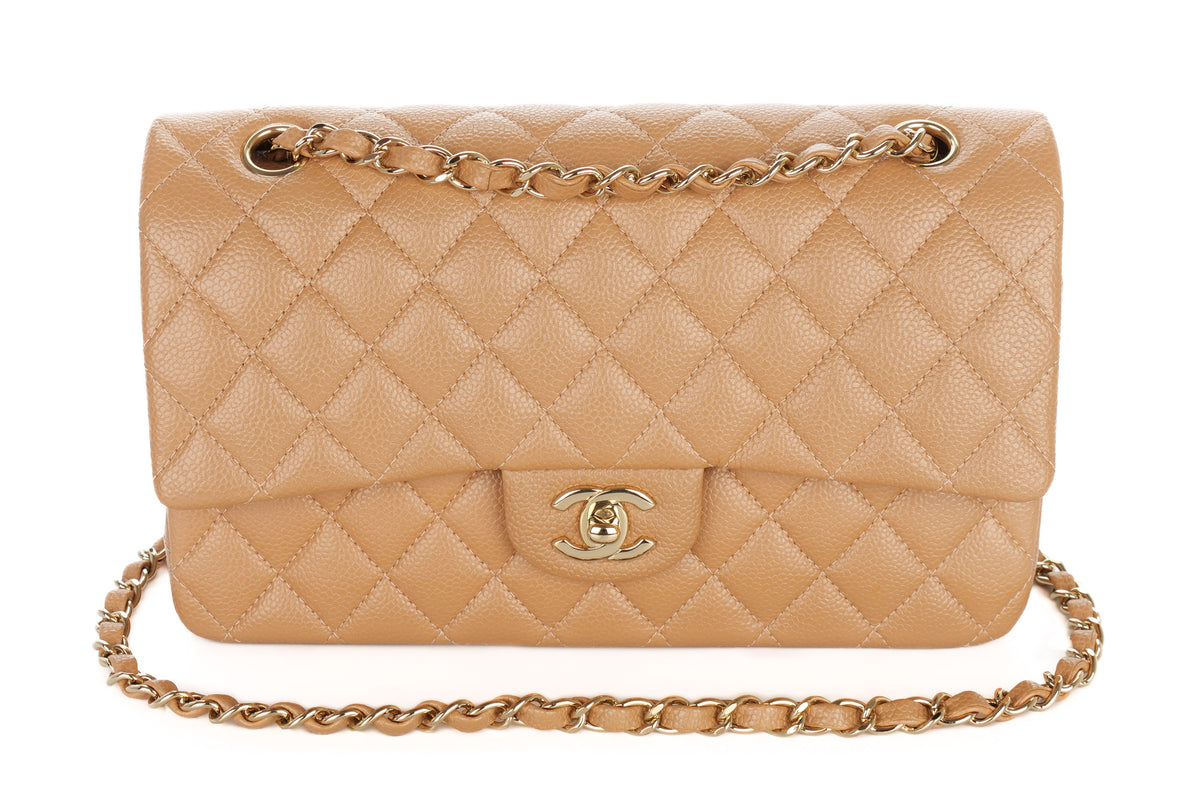 Chanel Medium Double Classic Flap Salmon Caviar Gold Hardware - view 8