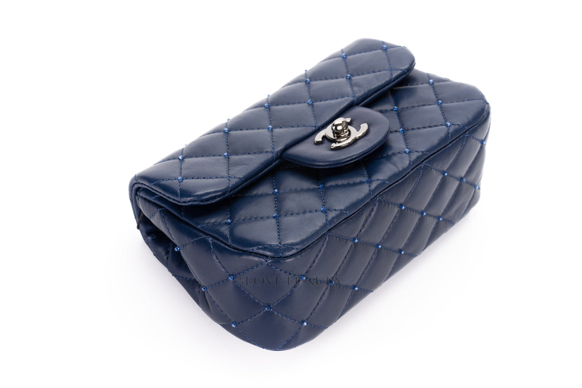 Chanel Mini Rectangular Bag Extra Limited Edition Swarovski Beads Blue - view 12