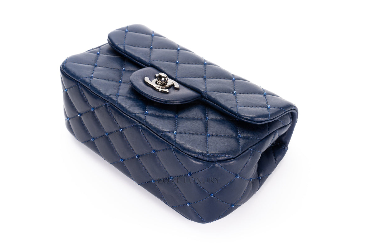 Chanel Mini Rectangular Bag Extra Limited Edition Swarovski Beads Blue - view 13