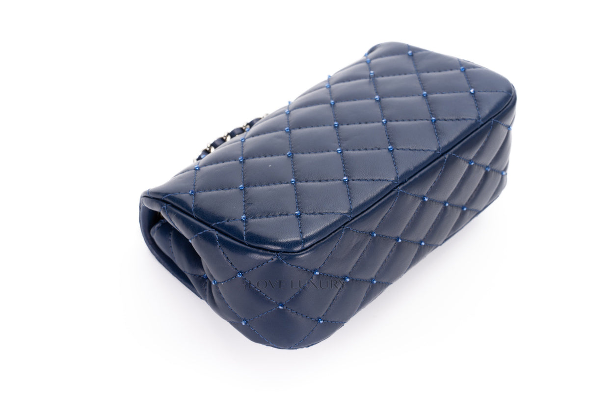 Chanel Mini Rectangular Bag Extra Limited Edition Swarovski Beads Blue - view 14