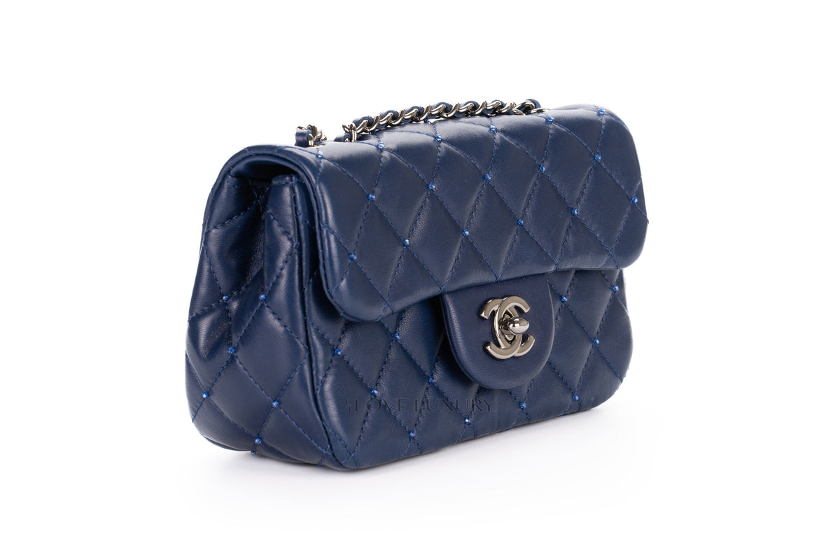 Chanel Mini Rectangular Bag Extra Limited Edition Swarovski Beads Blue - view 2