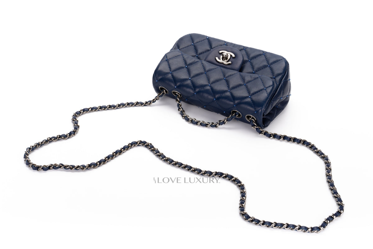 Chanel Mini Rectangular Bag Extra Limited Edition Swarovski Beads Blue - view 9