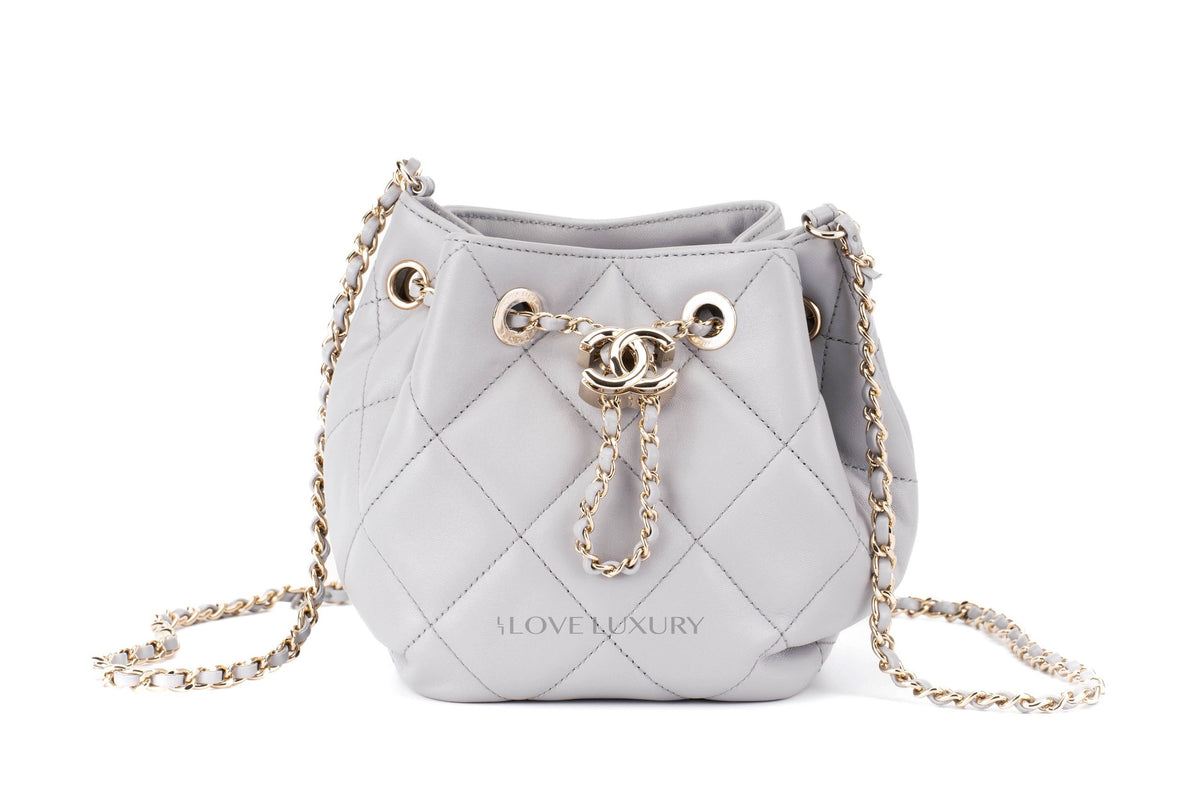 Chanel Nano Bucket Grey Lambskin Light Gold Hardware - view 1