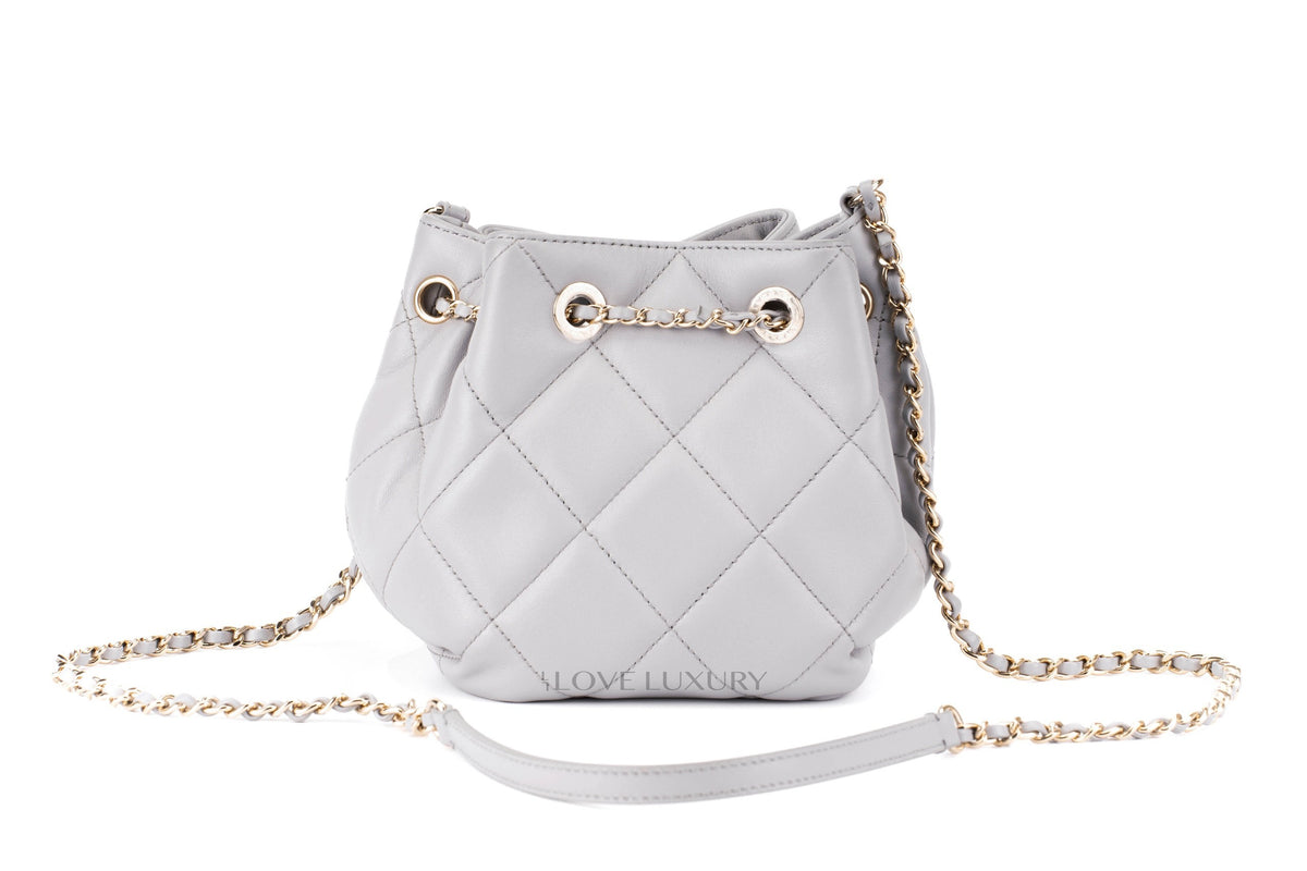 Chanel Nano Bucket Grey Lambskin Light Gold Hardware - view 3