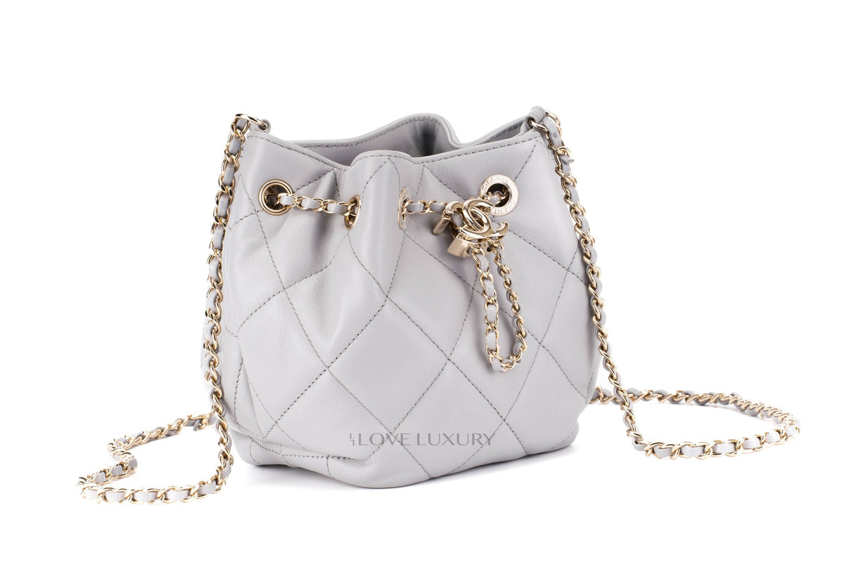 Chanel Nano Bucket Grey Lambskin Light Gold Hardware - view 2