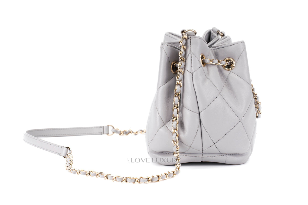 Chanel Nano Bucket Grey Lambskin Light Gold Hardware - view 4