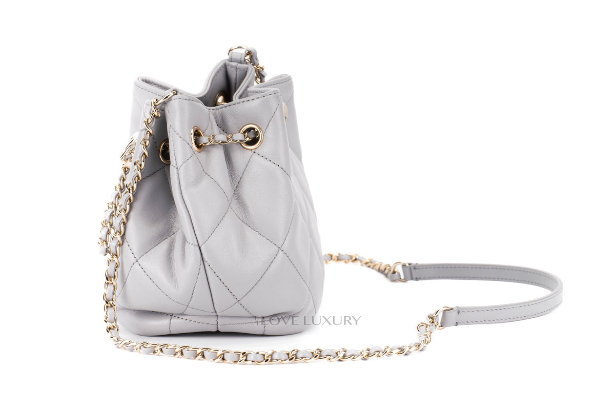 Chanel Nano Bucket Grey Lambskin Light Gold Hardware - view 5