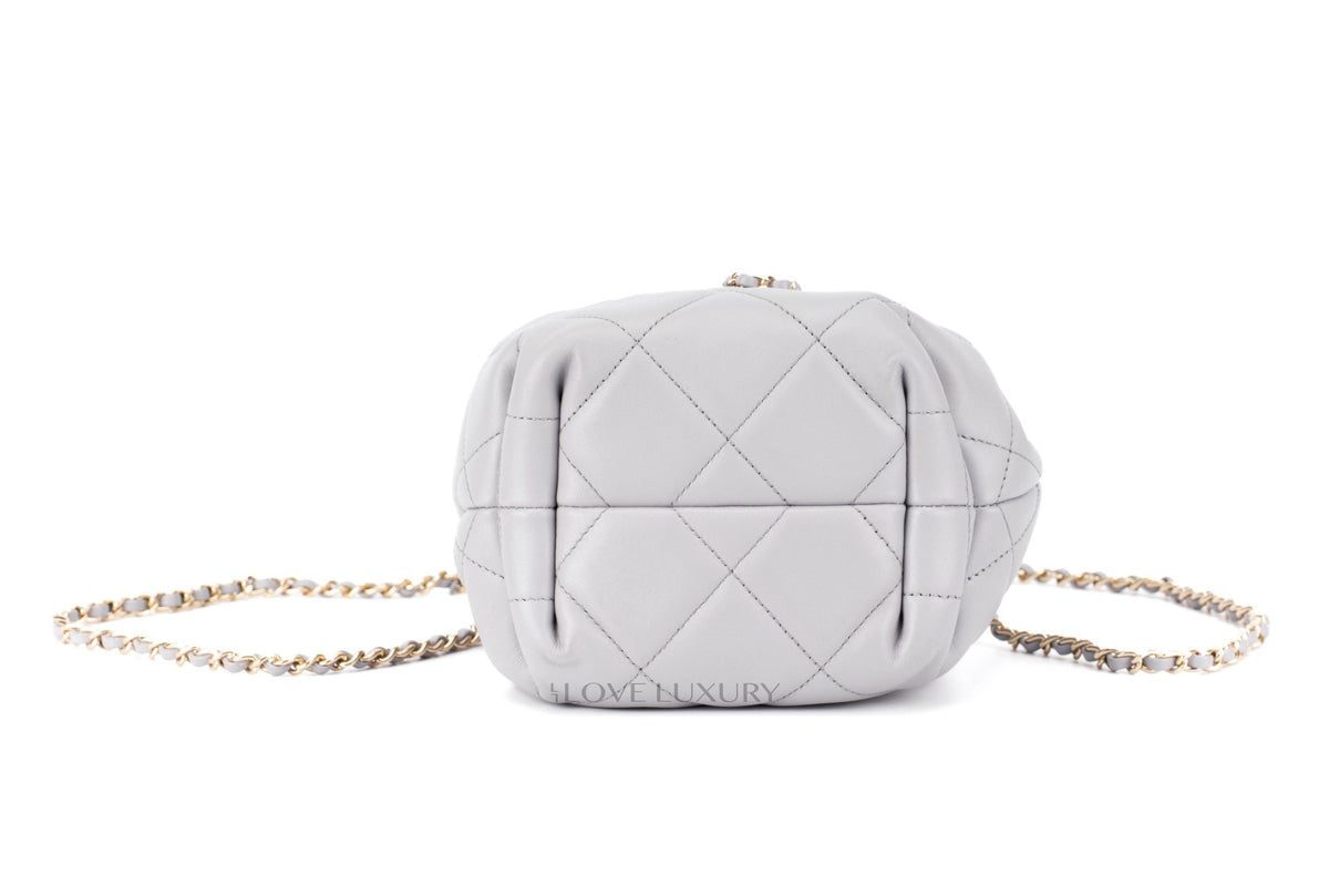 Chanel Nano Bucket Grey Lambskin Light Gold Hardware - view 6