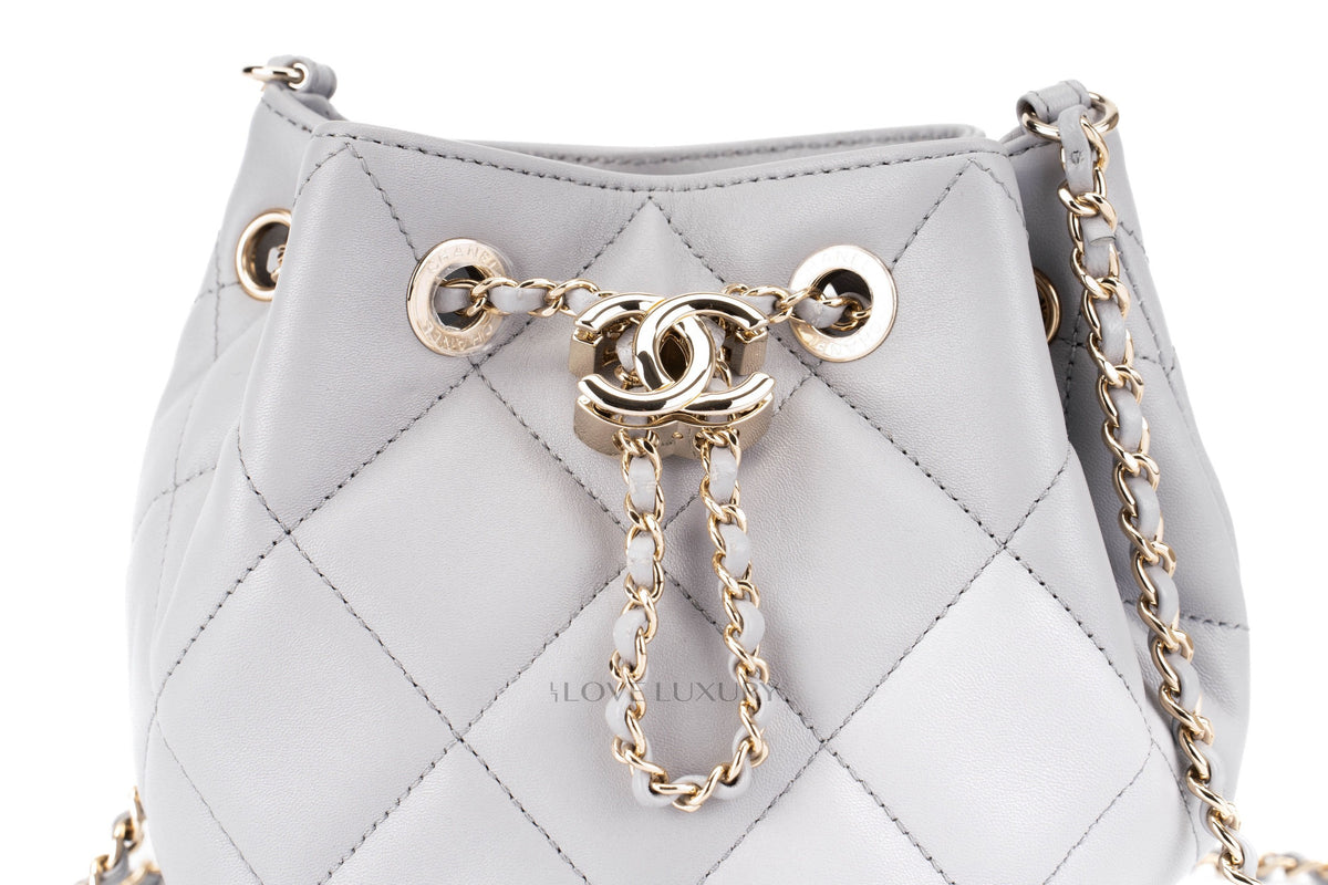 Chanel Nano Bucket Grey Lambskin Light Gold Hardware - view 7