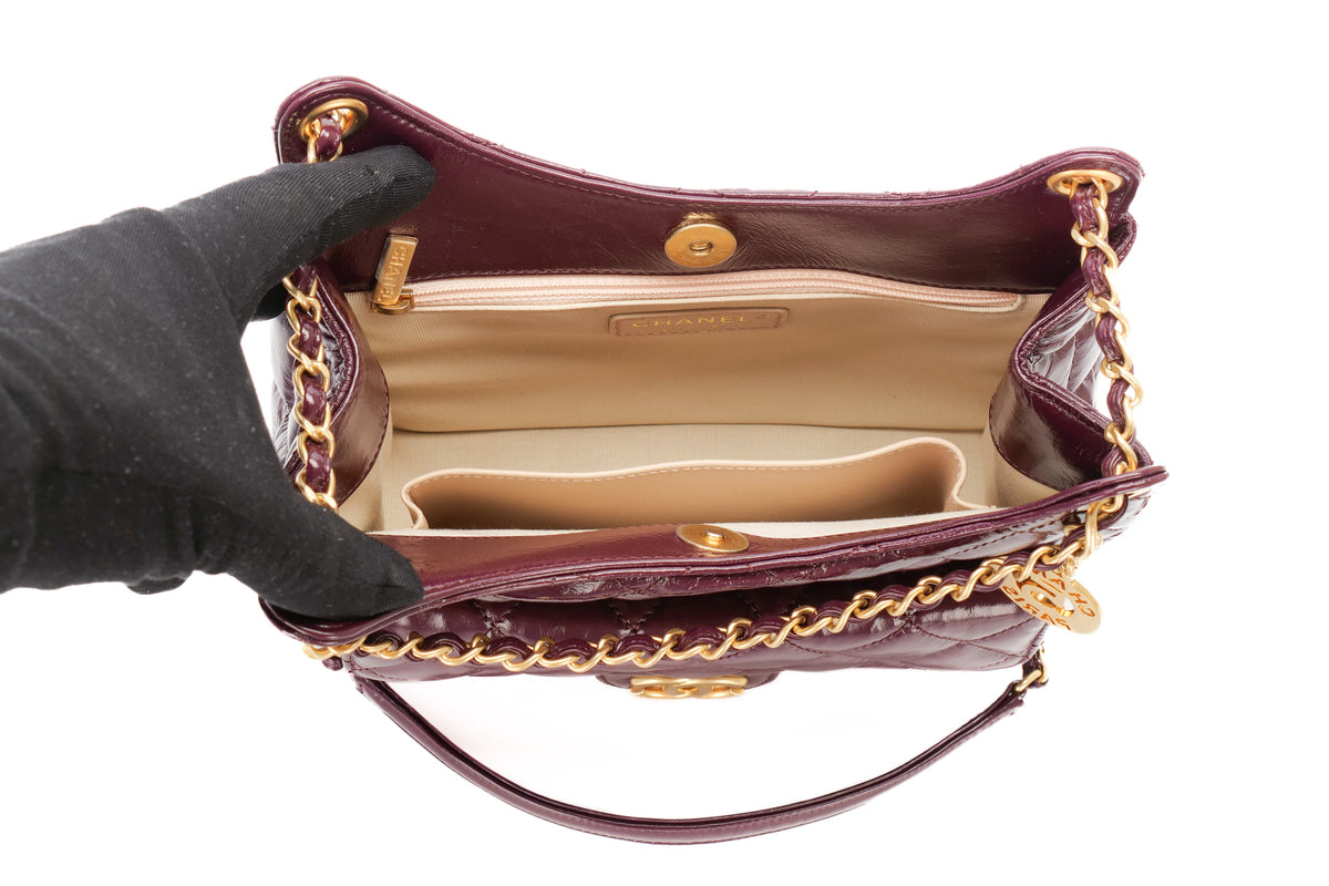 Chanel Hobo Purple Calfskin Gold Hardware - view 9