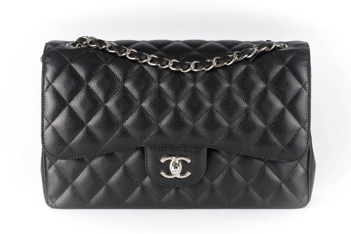 Chanel Jumbo Classic Flap Black Caviar Silver Hardware - view 1