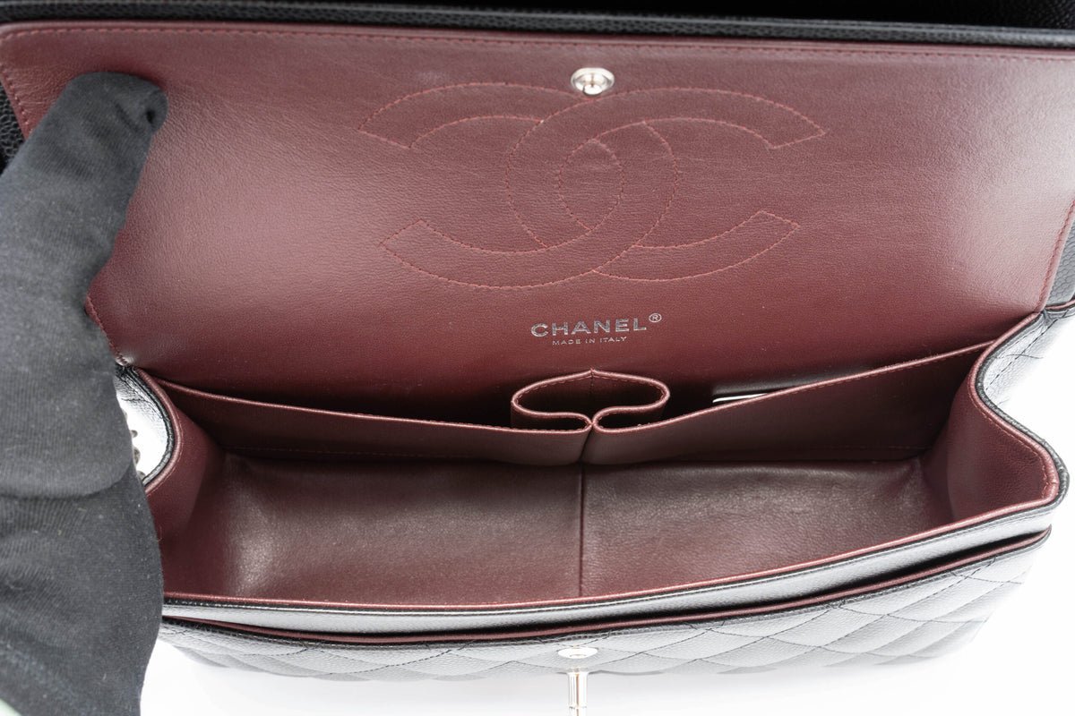Chanel Jumbo Classic Flap Black Caviar Silver Hardware - view 10