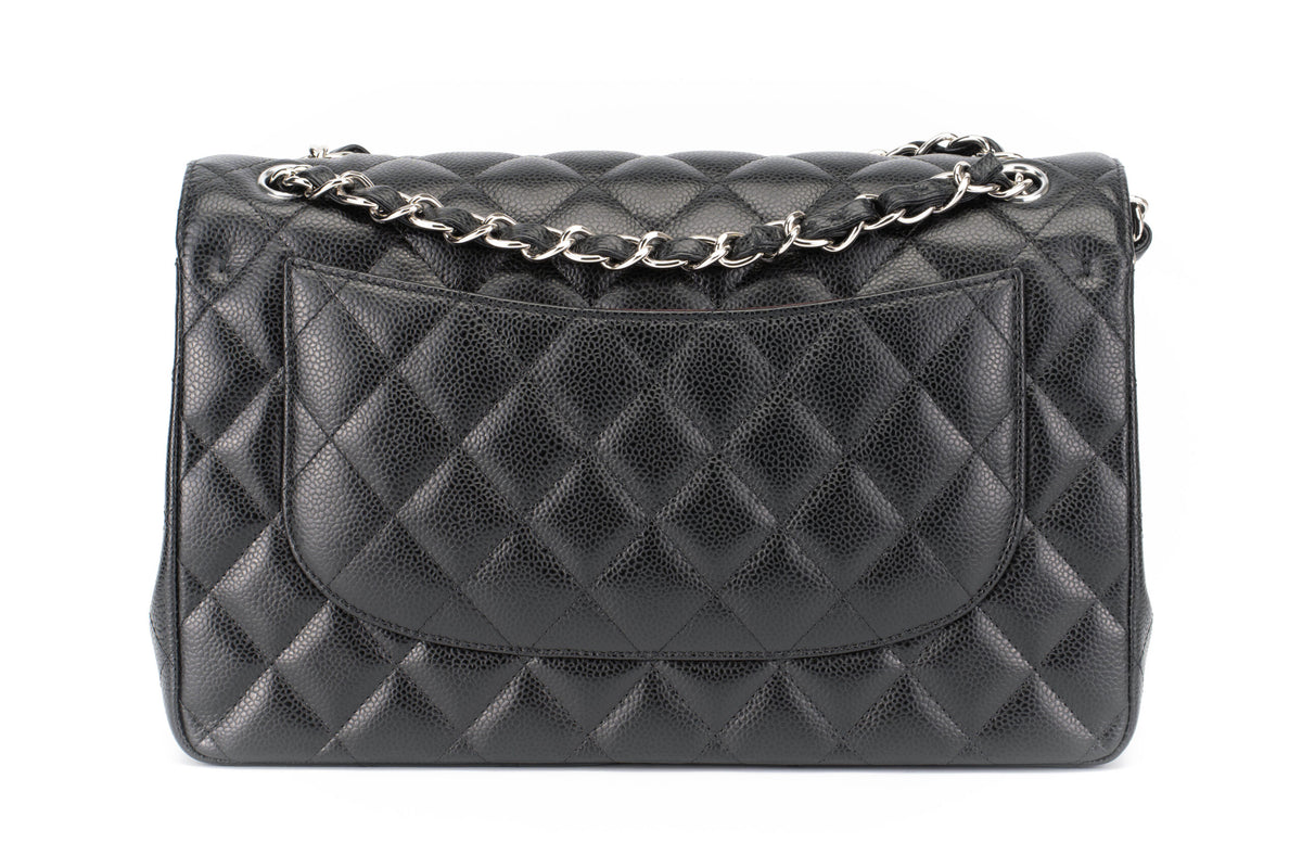 Chanel Jumbo Classic Flap Black Caviar Silver Hardware - view 3