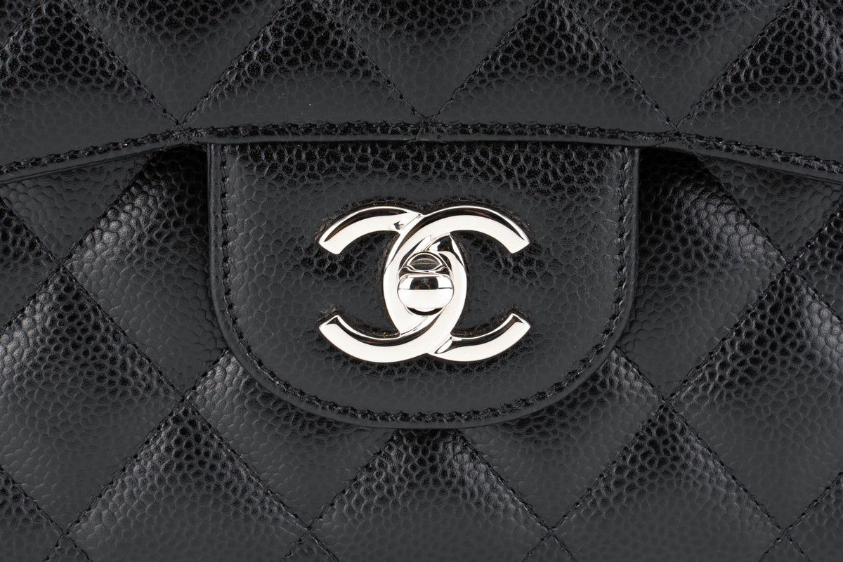 Chanel Jumbo Classic Flap Black Caviar Silver Hardware - view 7