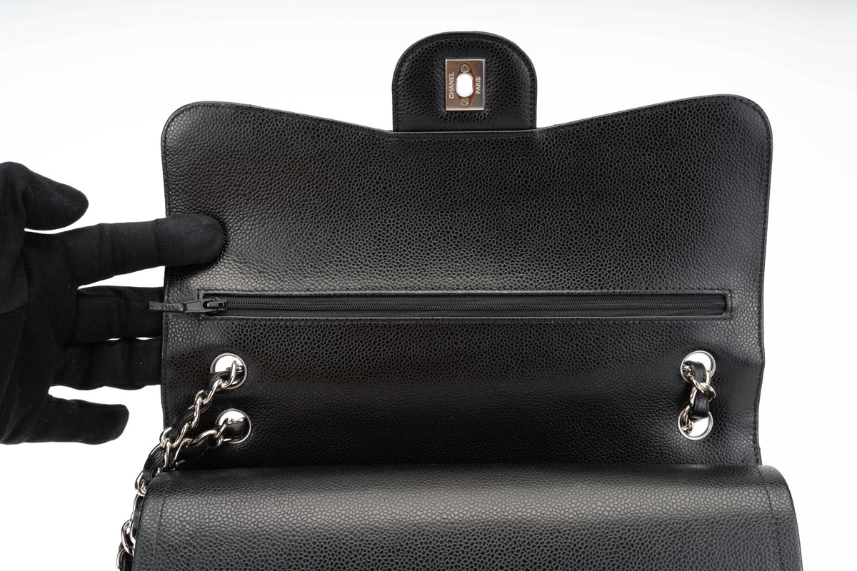 Chanel Jumbo Classic Flap Black Caviar Silver Hardware - view 8