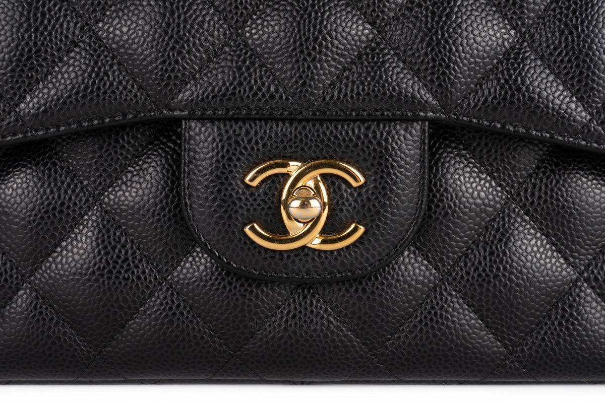 Chanel Jumbo Classic Flap Black Caviar Gold Hardware - view 7