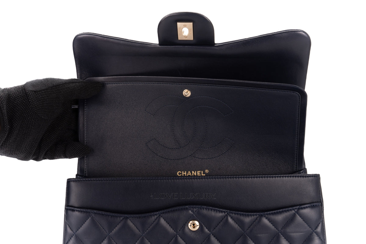Chanel Jumbo Classic Flap Navy Caviar Champagne Hardware - view 10