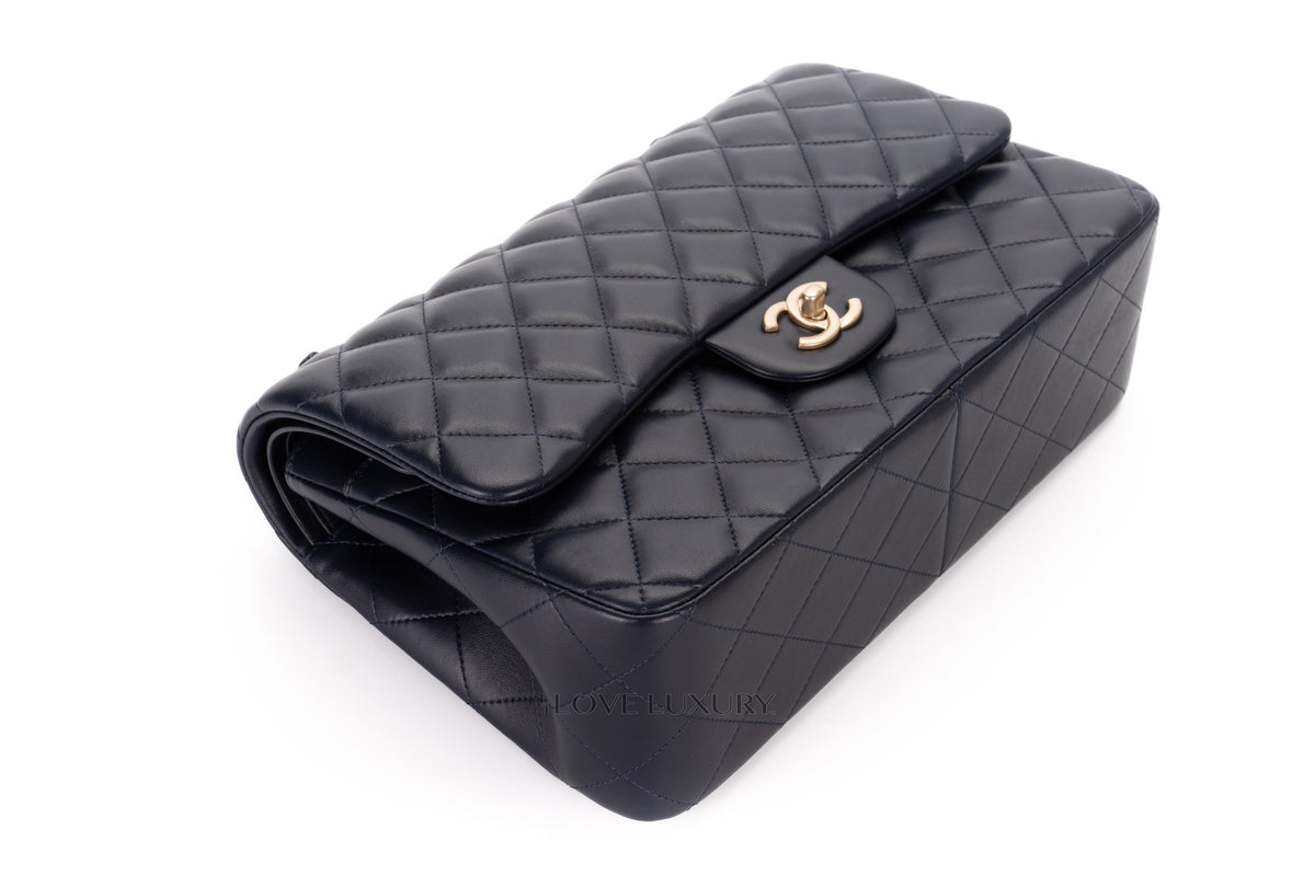 Chanel Jumbo Classic Flap Navy Caviar Champagne Hardware - view 12