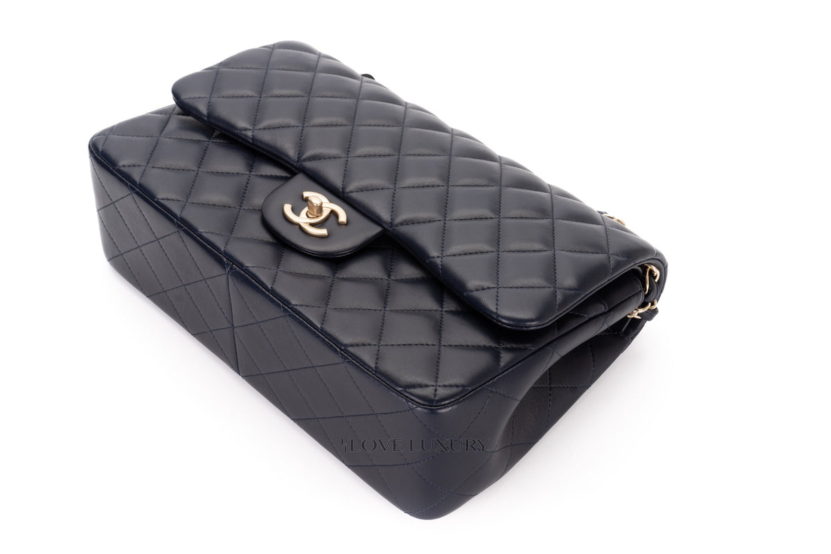 Chanel Jumbo Classic Flap Navy Caviar Champagne Hardware - view 13