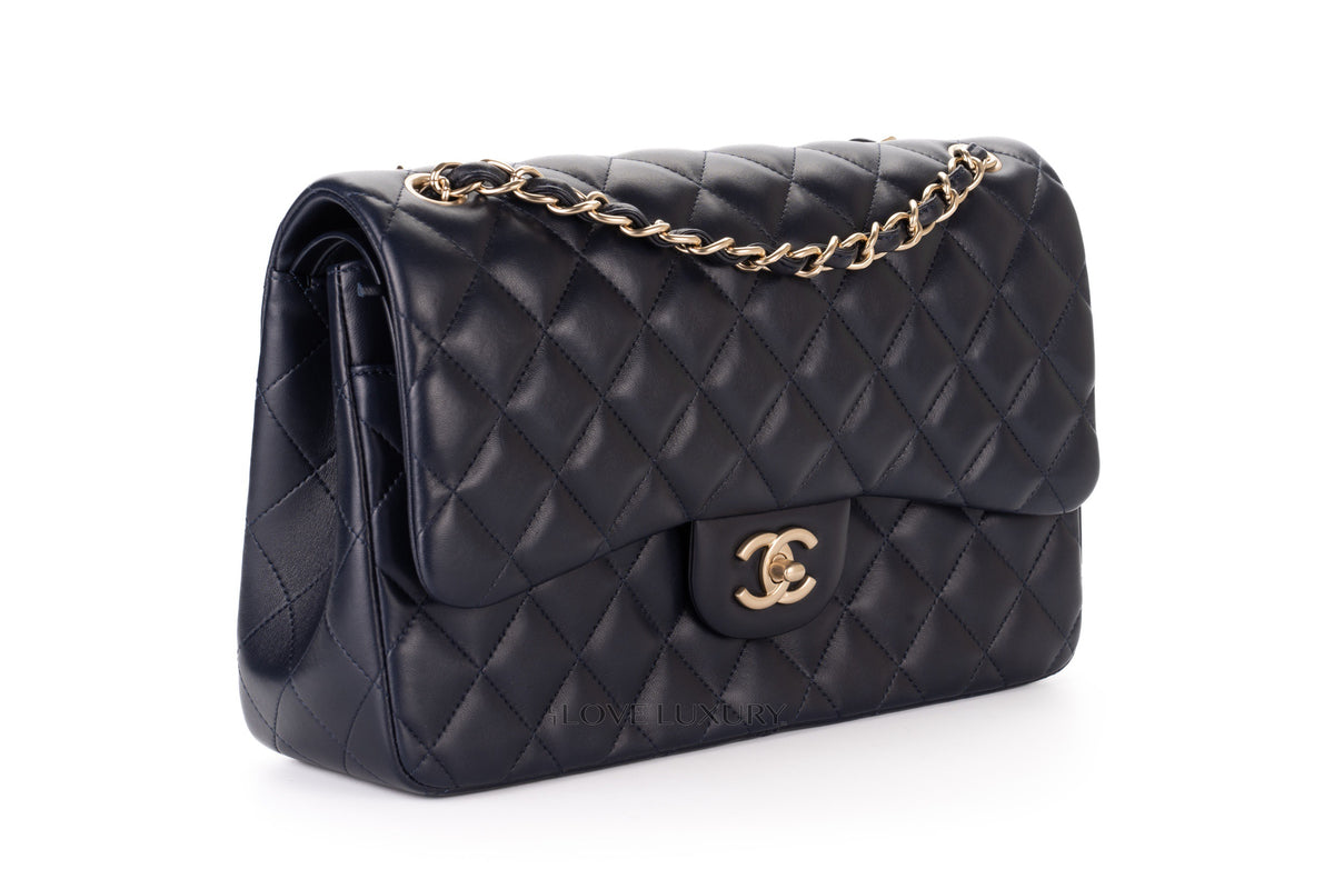 Chanel Jumbo Classic Flap Navy Caviar Champagne Hardware - view 2