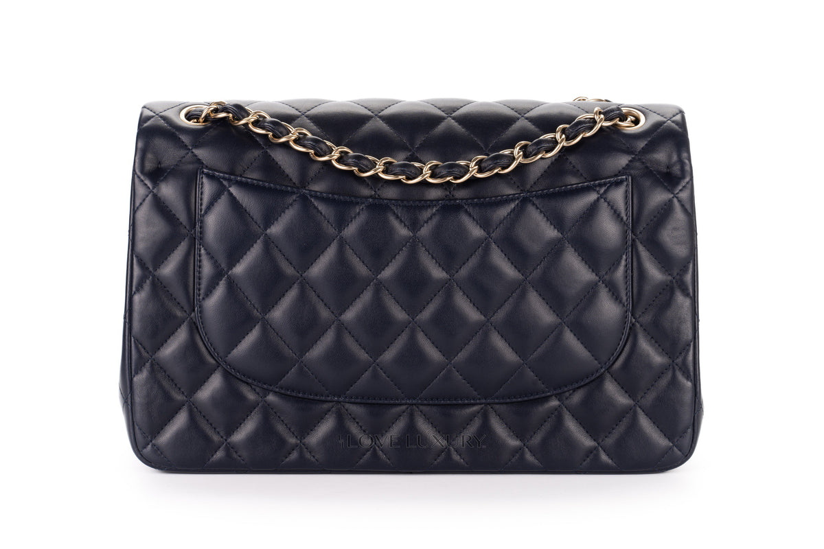 Chanel Jumbo Classic Flap Navy Caviar Champagne Hardware - view 3