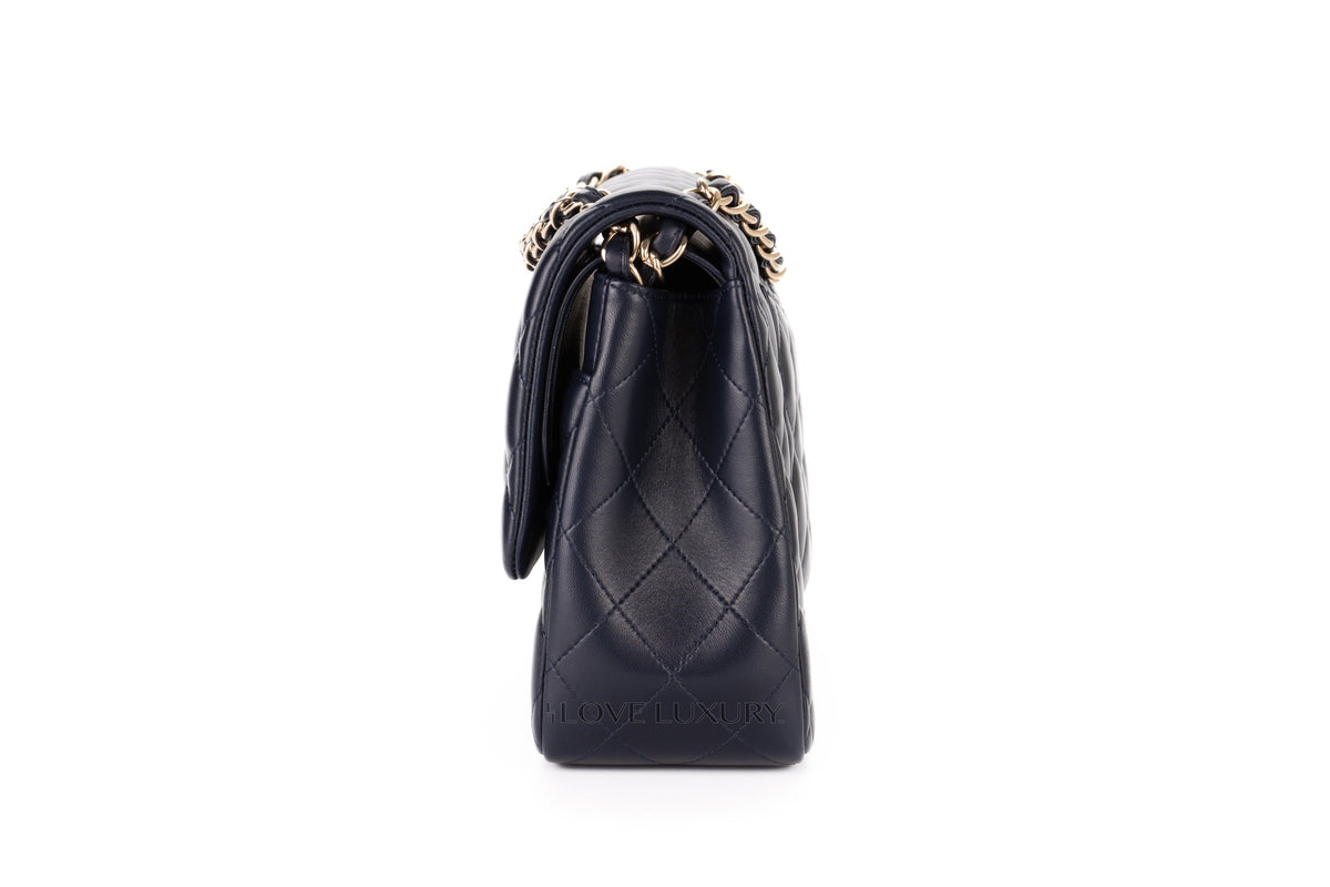 Chanel Jumbo Classic Flap Navy Caviar Champagne Hardware - view 4