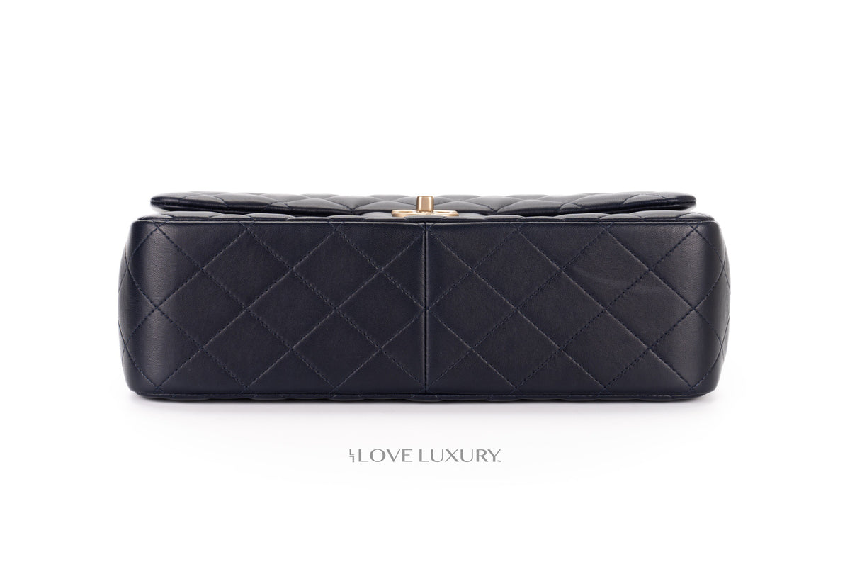 Chanel Jumbo Classic Flap Navy Caviar Champagne Hardware - view 6