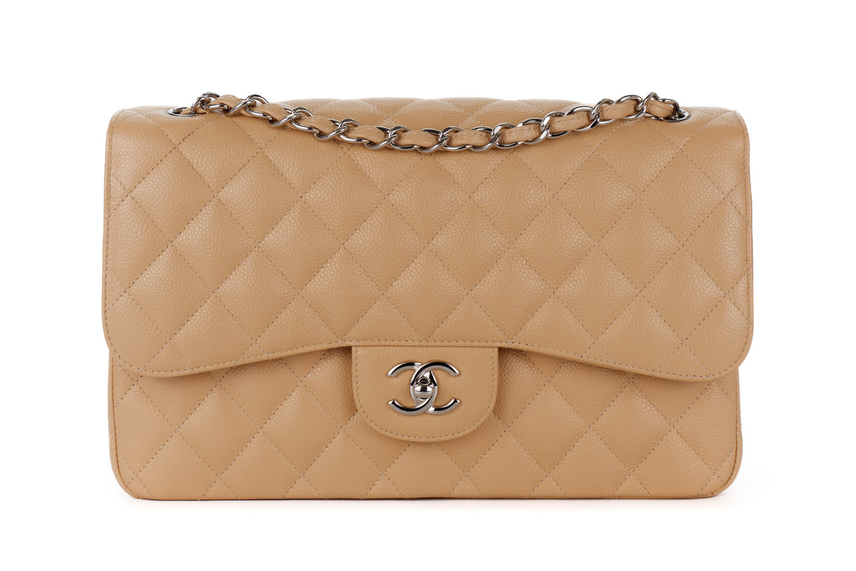 Chanel Jumbo Classic Flap Beige Caviar Silver Hardware - view 1