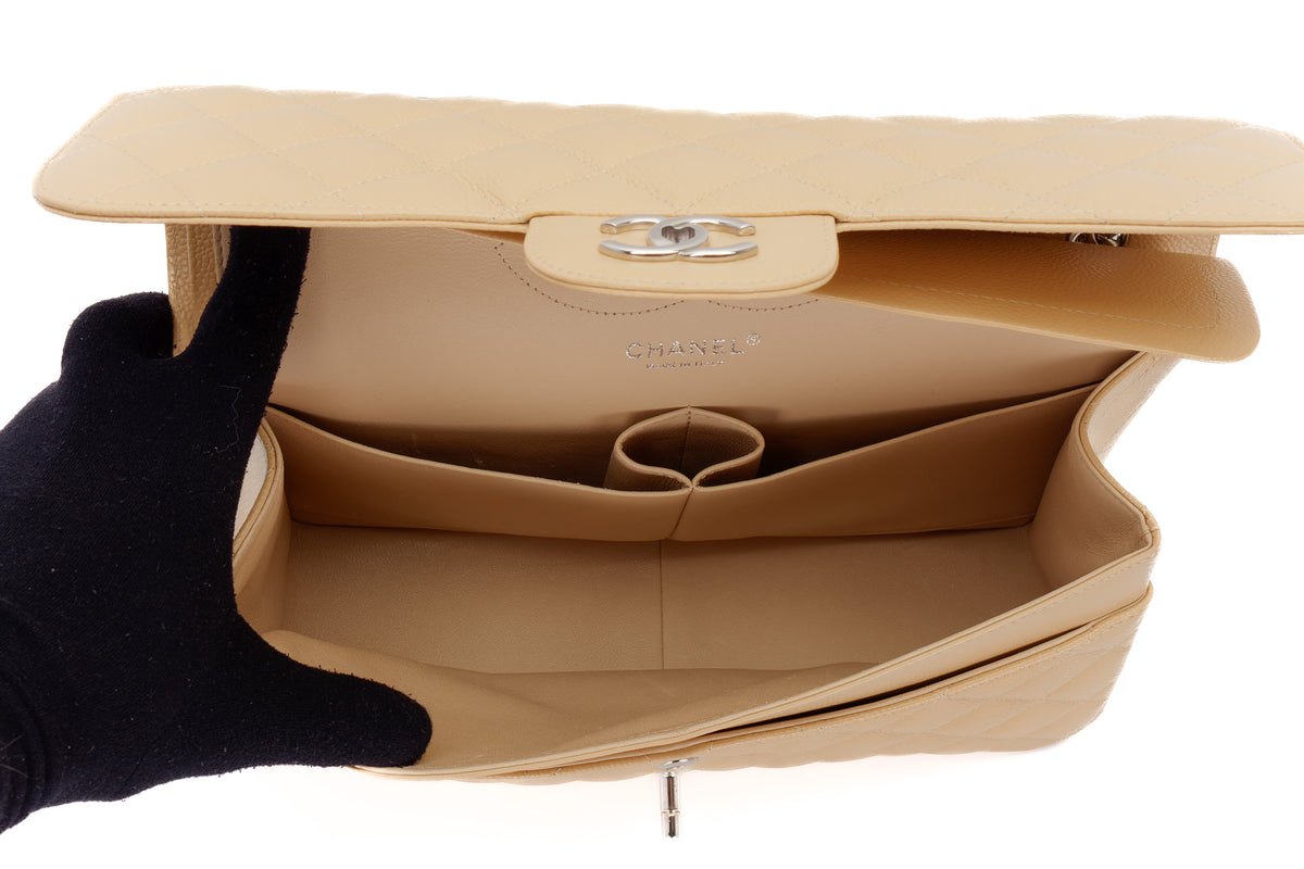 Chanel Jumbo Classic Flap Beige Caviar Silver Hardware - view 11