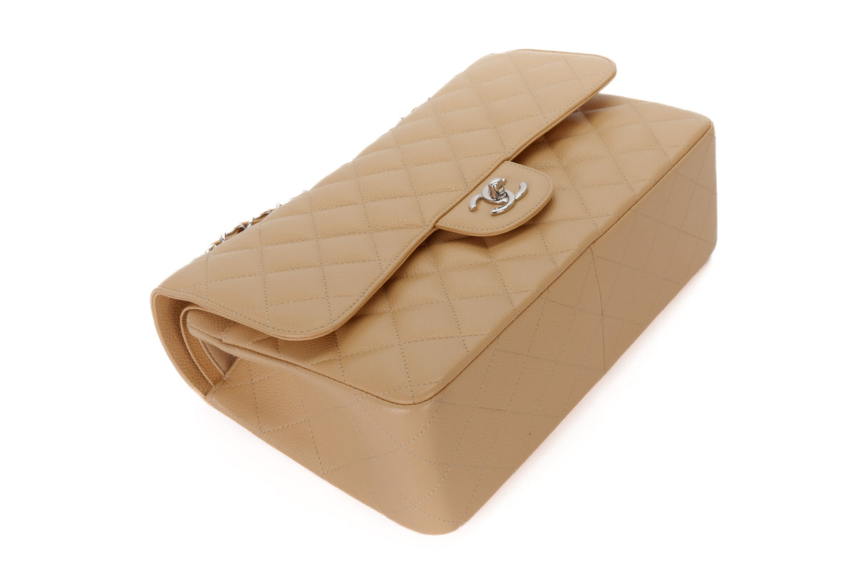 Chanel Jumbo Classic Flap Beige Caviar Silver Hardware - view 12