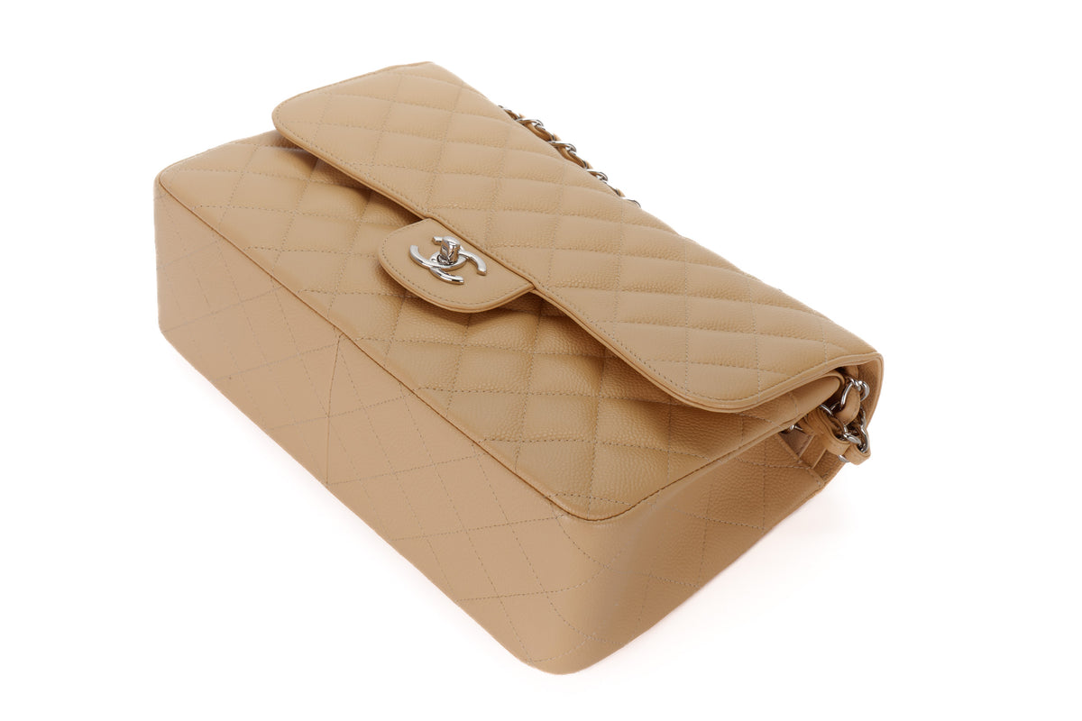 Chanel Jumbo Classic Flap Beige Caviar Silver Hardware - view 13