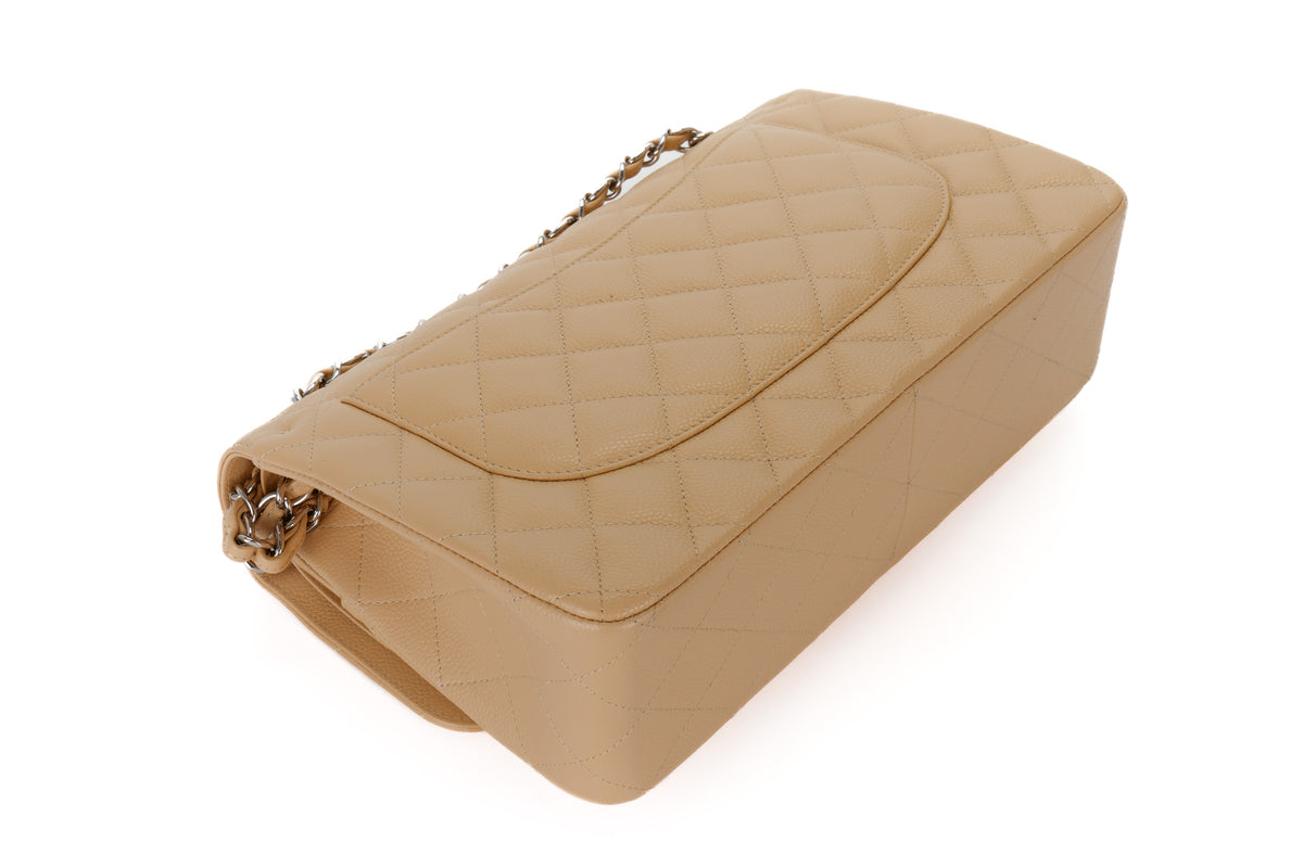 Chanel Jumbo Classic Flap Beige Caviar Silver Hardware - view 14