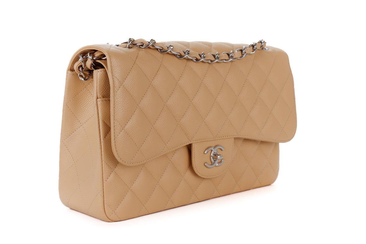 Chanel Jumbo Classic Flap Beige Caviar Silver Hardware - view 2