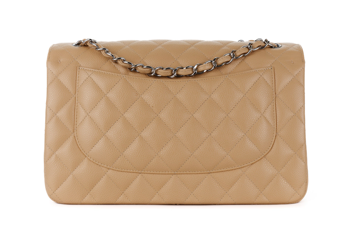 Chanel Jumbo Classic Flap Beige Caviar Silver Hardware - view 3